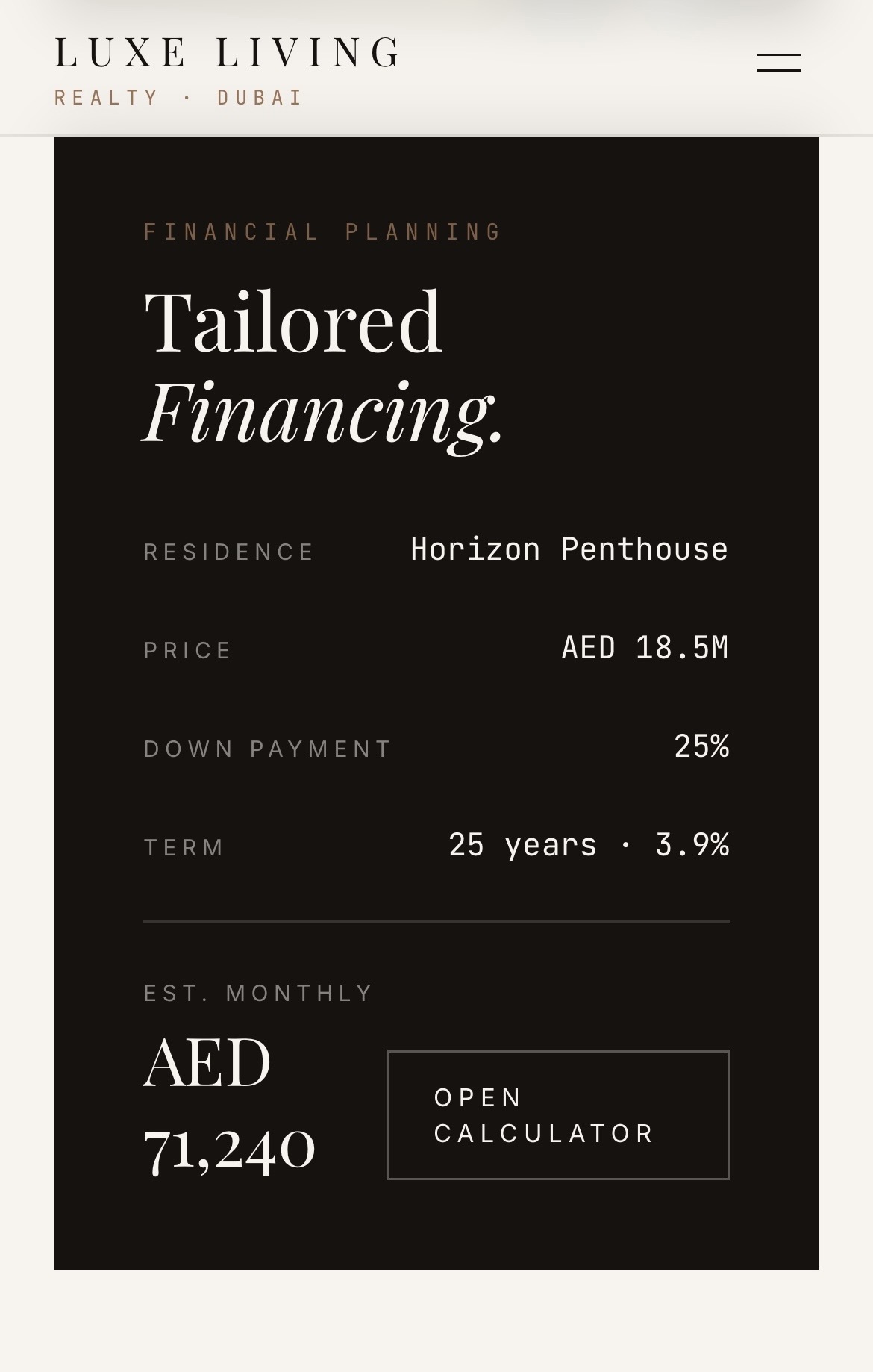 Luxe Living Realty website screenshot 3